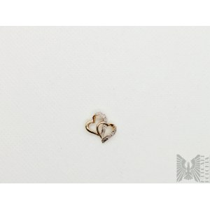 Heart pendant with 3 diamonds - 585 gold with certificate