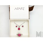 Sterling silver jewelry set with synthetic rubies from Apart store chain - 925 silver