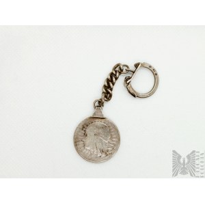Srebrny brelok z monetą 5 złotych, Warmet - srebro 916