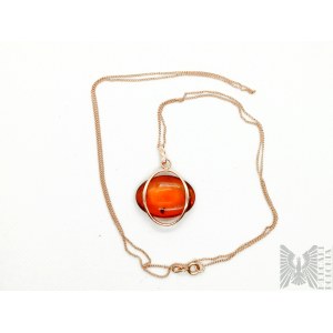 Necklace with natural amber - gold 583