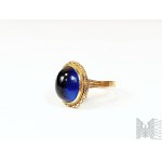 Prsteň s modrým spinelom - 750 zlata