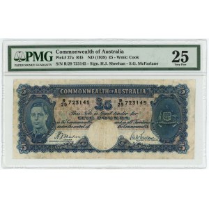 Australia 5 Pounds 1939 (ND) PMG 25 VF
