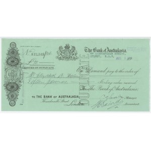 Australia Bank of Australasia Check for £15 Sydney 1908