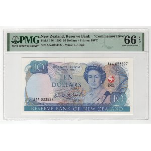 New Zealand 10 Dollars 1990 PMG 66 Gem Uncirculated EPQ