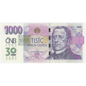 Czech Republic 1000 Korun 2023 (2008) Fancy Number 30 Years of Czech Currency