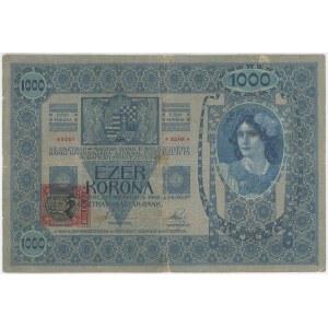 Czechoslovakia 1000 Kronen 1902 Overprint Kolek 10K