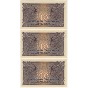 Czechoslovakia 3 x 10 Korun 1927 Consecutive Numbers