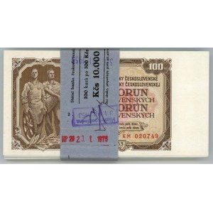 Czechoslovakia Original Bundle With 100 Banknotes 100 Korun 1953 Consecutive Numbers