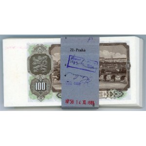 Czechoslovakia Original Bundle With 100 Banknotes 100 Korun 1953 Consecutive Numbers