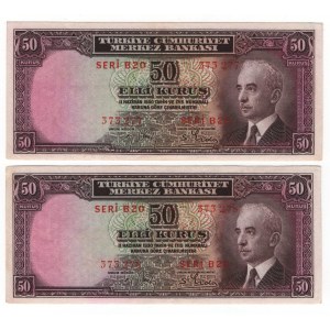 Turkey 50 Kurus 1930 (1942-1944) Consecutive Numbers