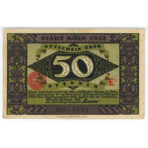 Germany - Weimar Republic Stadt Koln 50 Pfennig 1922 Notgeld