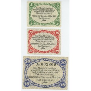 Germany - Weimar Republic Pomerania Stadt Norenberg 5-10-50 Pfennig 1920 Notgelds