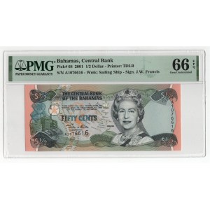 Bahamas 1/2 Dollar 2001 PMG 66 Gem Uncirculated EPQ