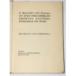 DE BURY Ryszard - O lásce ke knihám, Lvov 1921, číslovaný výtisk