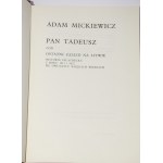 MICKIEWICZ Adam - Pan Tadeusz, czyli ostatni zajazd na Litwie. Ilustr. J. M. Szancer. Vazba v kůži STARODRUK.