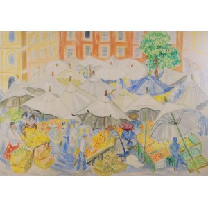 Teresa ROSZKOWSKA (1904-1992), Umbrellas - Italian Market, 1962