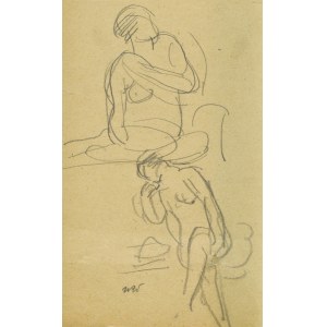 Wojciech WEISS (1875-1950), Skica ženského aktu v dvoch pohľadoch
