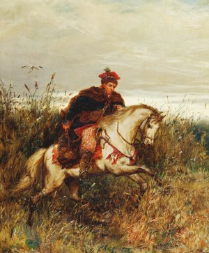 Ludwik GĘDŁEK (1847-1904), Posłaniec - Krakus pędzący na koniu