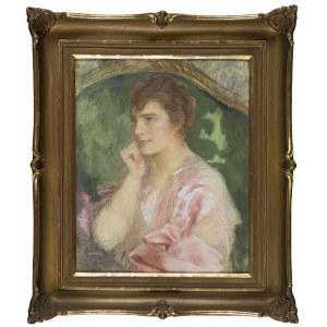 Teodor Axentowicz, Portret kobiety w różowej sukni