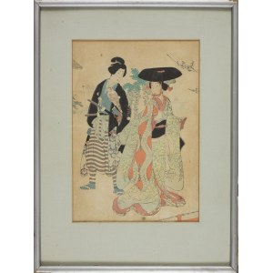 Yōshū Chikanobu, Strojnie ubrana para: młoda kobieta i samuraj