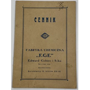 [1927] Ceník - Chemická továrna EGE Edward Gobiec a S-ka