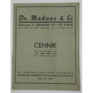 Dr. Madaus & Co Cennik 1937