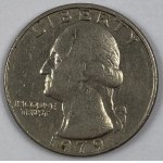 US coins: half dollar 1972 [JFK], quarter dollar 1989 [Washington], one dime 1982 [Roosevelt], five cents 1983 [Jefferson], one cent 1980 [Lincoln].
