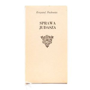 Krzysztof PIECHOWICZ - text; Irena SNARKA - linoryt, Poetry Sheet: The Case of Judas, 1984