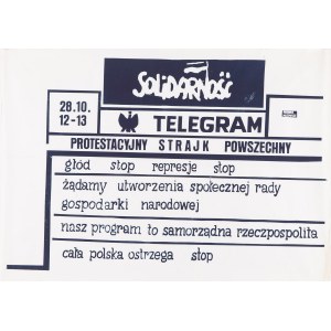 Telegramm: Protestierender Generalstreik. SOLIDARITÄT Region Masowien, 1981