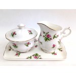 Dekoratives Set aus Milchkännchen, Zuckerdose und Tablett von Royal Canterbury, Modell Spring Flower (Pink)
