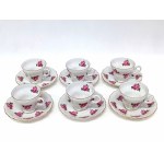 Porcelánová súprava šiestich šálok na kávu/espresso s podšálkami Cherry Blossom, Japonsko
