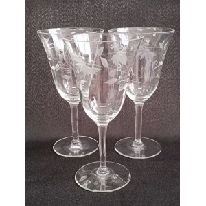 Set of three decorative wine glasses