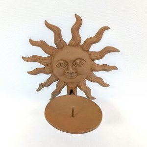 Mosiężny świecznik naścienny w formie astrologicznego słońca