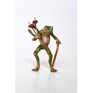 Karl Kouba, Frosch mit Spazierstock und Blumenstrauß (Wiener Bronze), Ende 19. Jahrhundert-Anfang 20.