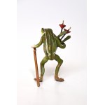 Karl Kouba, Frog with walking stick and bouquet of flowers (Viennese bronze), late 19th century-early 20th century.