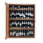 Set of 36 collectible spoons in glass case, USA