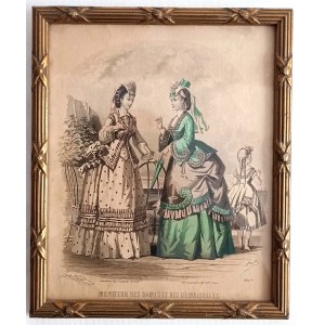 Moniteur des Dames et des Demoiselles - fashion engraving, 19th century, France.