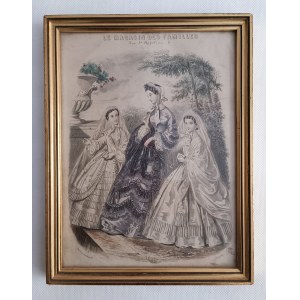 Le Magasin des Familles - fashion engraving, 19th century, France.