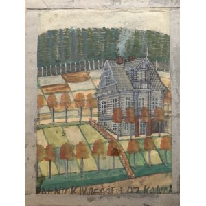 Krynicki Nikifor ( 1895 - 1968 ), Villa unter den Herbstbäumen