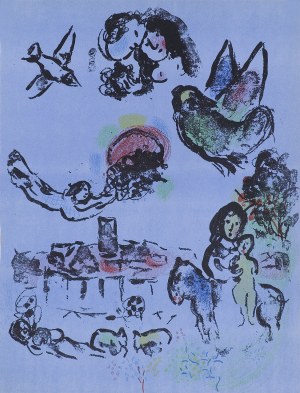 Marc Chagall ( 1887 - 1985 ), Noc w Vence (Nocturne À vence), 1963