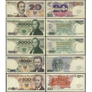Polska, zestaw 5 banknotów, 1982-1988
