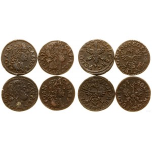 Polska, lot 4 x szeląg miedziany, 2 x 1660(?), 2 x 1663, Ujazdów