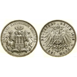 Niemcy, 3 marki, 1913 J, Hamburg