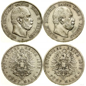 Německo, sada 2 x 5 marek, 1876