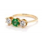 Ring with emerald and diamonds, late 20th century.
