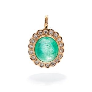 Pendant with emerald and diamonds, 2nd half of 20th century.