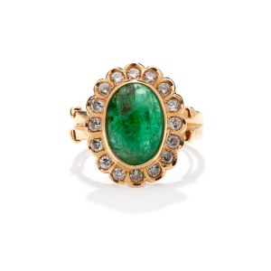 Ring mit Smaragd und Diamanten, 2. Hälfte 20. Jahrhundert.