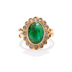 Ring with emerald and diamonds, 2nd half of 20th century.