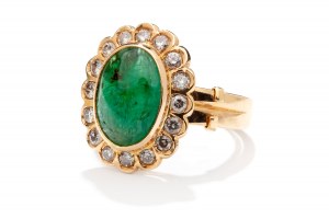 Ring with emerald and diamonds, 2nd half of 20th century.