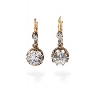 Diamond earrings, 1940s-50s.